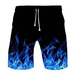 Herren Badehose Flamme 3D Print Hawaii Bermuda Surf Board Strand Badeshorts Sportshorts Sommer Shorts Schnelltrocknend Schwimmhose für Jungen Männer Kurz Hose Große Größe Boardshorts Trainingshose von Meilily