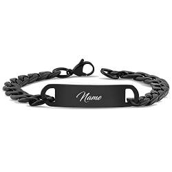 Personalisiertes Damen oder -Herrenarmband | 1 STÜCK | Armband mit Gravur | Hochwertiges Armband aus Edelstahl in Schwarz | Persönliche Namensgravur | Ideal als Armband für Damen oder Herren von Meinearmbänder