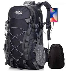 Meisohua Wasserdichter Rucksack 45L Leicht, Erwachsene Wanderrucksack Manner Frauen Outdoorrucksack für Klettern Camping Reiten Reisen Freizeit (USB Schwarz) von Meisohua