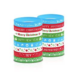 Weihnachten Silikon Armbänder Merry Christmas Gummi Armband Geschenke Deko für Erwachsene kinder Party 40 Stück von Meitaat