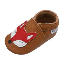 Mejale Baby Echte Lederschuhe Kleinkind Neugeborene Weiche Sohle Kleinkind Krabbeln Mokassins Jungen Mädchen Niedlicher Brauner Fuchs Neugeborene Geschenkpantoffeln (12-18 Monate, L) von Mejale