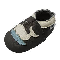 Mejale Karikatur Delphin Leder Babyschuhe Lauflernschuhe Krabbelschuhe Kleinkind Kinderschuhe Hausschuhe(0-6 Monate/4.72 Zoll,S) von Mejale