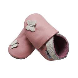 Mejale Lederschuhe Kinder Krabbelschuhe Baby Junge Mädchen Hausschuhe Weicher Leder Babyhausschuhe(12-18 Monate, Rosa, L) von Mejale