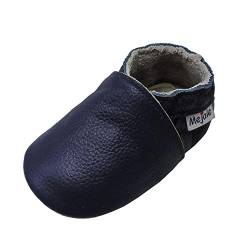 Mejale Premium Weiche Leder Lauflernschuhe Krabbelschuhe Babyschuhe Mokassin(Marineblau,6-12 Monate,M) von Mejale