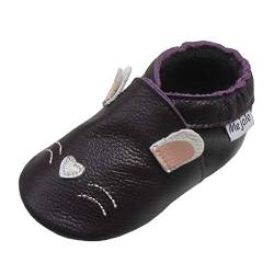 Mejale Soft Sole Leder Babyschuhe Säugling Neugeborenes Kleinkind Krabbeln Mokassins Jungen Mädchen Hausschuhe (6-12 Monate, Lila, M) von Mejale