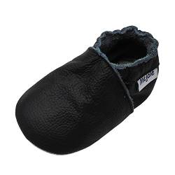 Mejale Weiche Leder Schlüpfen Lauflernschuhe Krabbelschuhe Babyschuhe Mokassin (23/24 EU, Schwarz, numeric_23) von Mejale