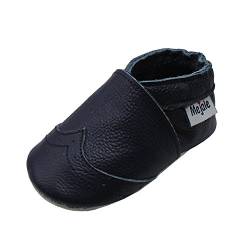 Mejale Weiche Sohle Leder Babyschuhe Lauflernschuhe Krabbelschuhe Kleinkind Kinderschuhe Hausschuhe(Marineblau,0-6 Monate,S) von Mejale