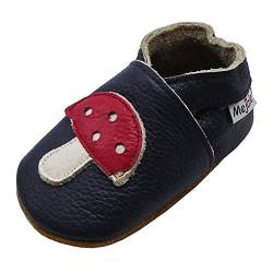 Mejale Weiche Sohle Leder Babyschuhe Lauflernschuhe Krabbelschuhe Kleinkind Kinderschuhe Hausschuhe Karikatur Blume 0-6 Monate,Marineblau,17/18 EU von Mejale