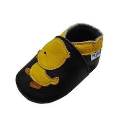 Mejale Weiche Sohle Leder Babyschuhe Lauflernschuhe Krabbelschuhe Kleinkind Kinderschuhe Hausschuhe Karikatur Blume 0-6 Monate,Schwarz Gelb,17/18 EU von Mejale