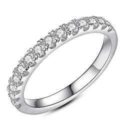 Mejewri Moissanite Eheringe, Ring Silber 925 Damen Eheringe Weissgold Dimond Ring Vergoldet Dupes Wedding Ring VVS1 D Farbe 1.5mm 48 von Mejewri