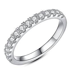 Mejewri Moissanite Eheringe, Ring Silber 925 Damen Eheringe Weissgold Dimond Ring Vergoldet Dupes Wedding Ring VVS1 D Farbe 1.5mm 52 von Mejewri