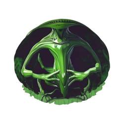 Grüne Alien Print Wasserdichte Duschhaube, doppellagige wasserdichte Duschhaube, wiederverwendbare Duschhaube von Melbrakin