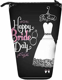 Hochzeitskleid-Muster, Teleskop-Bleistift-Briefpapieretui, Stifte-Aufbewahrungsbox mit Reißverschluss für Damen, Herren, Jungen, Mädchen, Happy Bride Day, Heiraten, Brautkleid, romantische Liebe von Melbrakin