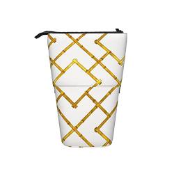 Melbrakin Osaka Bamboo Trellis Gold Leaf Teleskop-Federmäppchen, Stand-Up-Organizer, Kosmetiktasche, Make-up-Tasche, Schreibwaren-Stiftetui von Melbrakin