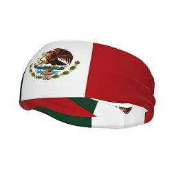 Stirnbänder mit Mexiko-Flagge, modische Schweißbänder, Stirnbänder für Herren und Damen, feuchtigkeitsableitende, elastische Stirnbänder zum Wandern, Radfahren, Laufen von Melbrakin