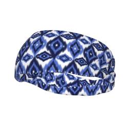 Traditionelle blaue Ikat-Ogee-Stirnbänder für Damen und Herren, rutschfest, Gesichtswäsche, Make-up-Stirnband, Sport-Lauf-Stirnband, dehnbares Schweißband, modische breite Stirnbänder von Melbrakin