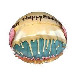 Wasserdichte Duschhaube mit Aufdruck „Happy Birthday Big Cake“, doppellagige wasserdichte Duschhaube, wiederverwendbare Duschhaube von Melbrakin