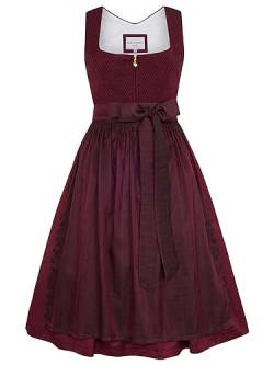 Melega Dirndl Morgana 70cm Länge Bordeaux | Ton-in-Ton Mididirndl | weinrot Damen Gr 40 von Melega