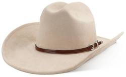 Melesh Cowgirl-Kostüm für Erwachsene, Damen, Herren, Filz, breite Krempe, Western-Cowboyhut, S-beige, Einheitsgröße von Melesh