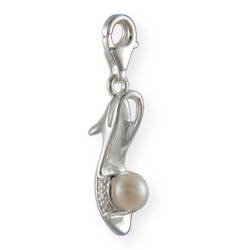 Melina Damen-Charm Anhänger Sandalette Zirkonia Perle 925 Sterling Silber 1800370 von Melina
