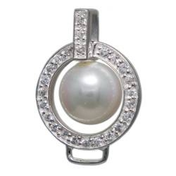 Melina Damen-Charm Basisanhänger Perle Zirkonia 925 Sterling Silber 1800597 von Melina