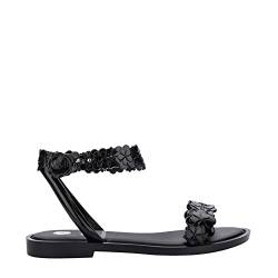 melissa Damen Wave Blossom + Flache Sandale, Schwarz, 40 EU von Melissa