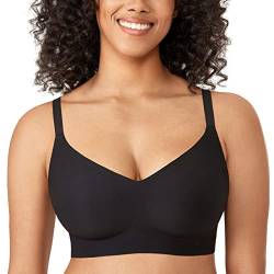 Meliwoo Damen Nahtloser BH ohne Bügel Invisible Gepolstert Entlastungs Bralette Schwarz 70D von Meliwoo