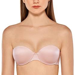 Meliwoo Damen Push Up Trägerlos BH - mit Bügel, Licht Einlagen, Abnehmbare Trägern Nacktes Rosa 75AA von Meliwoo