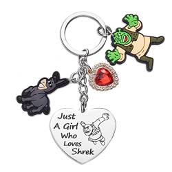 Melix Home Shrek Merch Schlüsselanhänger Geschenke für Frauen BFF Teenager Mädchen Tochter Shrek Merchandise Herz Schlüsselanhänger, Shrek-Schlüsselanhänger, M von Melix Home