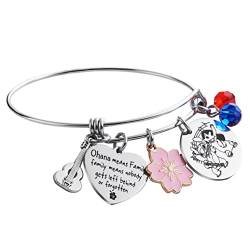 Stich-Armband Lilo und Stich, Geschenke für Frauen und Mädchen, Ohana bedeutet Familie, Freundschaft, Geschenk, Stich, Schmuck, Charm-Armbänder, M, Edelstahl, Zirkonia von Melix Home