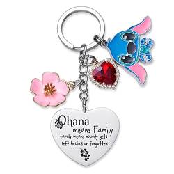 Stitch Gifts Niedliche Schlüsselanhänger Ohana bedeutet Familie Freundschaft Geschenk Stich Stuff Ornament Herz Schlüsselanhänger Geburtstagsgeschenk, Medium von Melix Home