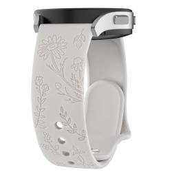 Meliya Armbänder mit Blumengravur, kompatibel mit Samsung Galaxy Watch Active 2, 40 mm, 44 mm, Galaxy Watch 3 41 mm, Galaxy Watch 42 mm, 20 mm, weiches Silikon, Blumenmuster, Sport-Ersatzbänder für von Meliya