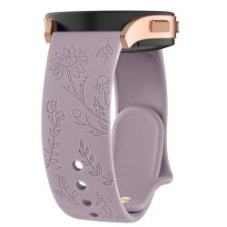 Meliya Armbänder mit Blumengravur, kompatibel mit Samsung Galaxy Watch Active 2 40 mm, 44 mm/Galaxy Watch 3 41 mm/Galaxy Watch 42 mm, 20 mm, weiches Silikon, Blumenmuster, Sport-Ersatzbänder, Lila von Meliya