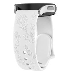 Meliya Armbänder mit Blumengravur, kompatibel mit Samsung Galaxy Watch Active 2 40 mm, 44 mm/Galaxy Watch 3 41 mm/Galaxy Watch 42 mm, 20 mm, weiches Silikon, Blumenmuster, Sport-Ersatzbänder, Weiß von Meliya