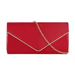 Meliyya Damen Lackleder Clutch Bag Abendtasche Unterarmtasche Hochzeit Tasche Elegante Umschlag Crossbody Schultertasche Umhängetasche, Rot von Meliyya