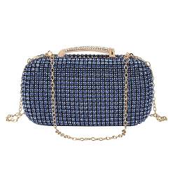 Meliyya Damen Strass Clutch Elegante Abendtasche Glänzende Handtasche mit 2 Ketten für Hochzeit Wedding Prom Party, Blau von Meliyya