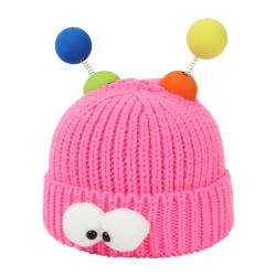 Meliyya Unisex Beanie Mütze Cartoon Lustige Wollmütze Monster Stricktmütze Wintermütze Weich Elastisch Einheitsgröße, Rosa von Meliyya