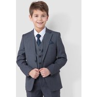 Melli-Trends Kinderanzug Luxuriöser Jungen Anzug Kommunionanzug 6-teilig, in Grau (Sakko, Weste, Hemd, Hose, Krawatte und Einstecktuch) festlich, elegant von Melli-Trends