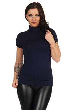 Mellice - Damen Kurzarm Shirt Rollkragen - 013 (L, Marineblau) von Mellice
