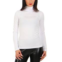 Mellice - Damen Langarm Shirt Rollkragen - 020 (M, Weiß) von Mellice