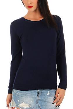 Mellice - Damen Langarm Shirt Rundhals - 015 (S, Marineblau) von Mellice