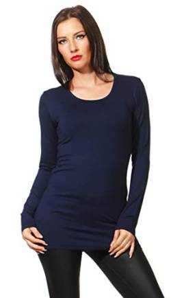 Mellice - Damen Longshirt Langarm Shirt Tunika - 045 (XL, Marineblau) von Mellice