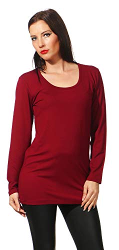 Mellice - Damen Longshirt Langarm Shirt Tunika - 045 (XL, Weinrot) von Mellice