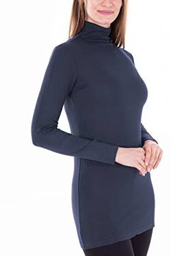 Mellice - Damen Longshirt Rollkragen Langarm Shirt Tunika - 050 (XL, Marineblau) von Mellice