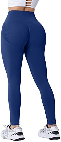 Memoryee Damen Gym Leggings Sport Scrunch Butt High Waist Push Up Boom Booty Workout Nahtlos Yoga Hosen/#2-Royal Blue/XL von Memoryee