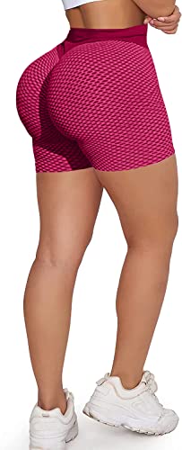 Memoryee Damen Kurze Leggings Hohe Taille mit Bauchkontrolle Sporthose Workout Kontrolle Gym Laufhose/#2 Pink/S von Memoryee