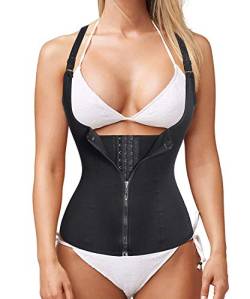 Memoryee Damen Unterbrust Korsett Taillenformer Neopren Body Shaperwear Bauch Kontrolle Cincher Verstellbar Trägern Weste/Black/3XL von Memoryee