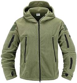 Memoryee Herren Military Fleece Outdoor Jacke Tactical Winddicht mit Kapuze Hoodies/Green/3XL von Memoryee