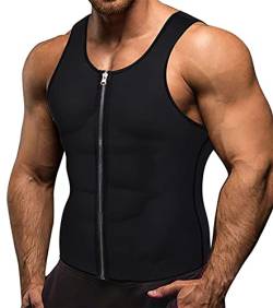 Memoryee Herren Neopren Sauna Weste Body Shaperwear Schwitzweste Taille Trainer Fitness Korsett Reißverschluss Tank Top/Black/4XL von Memoryee