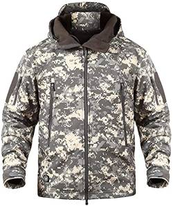 Memoryee Herren Wasserdichte Softshelljacken Fleece Futter Warme Militärische Outdoor Winddicht Übergangsjacke mit Kapuze/ACU(new)/2XL von Memoryee